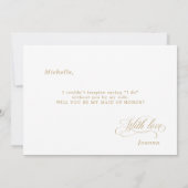 書道金ゴールドが私のメイド・オブ・オーナー（花嫁付き添い人） 招待状 (裏面)