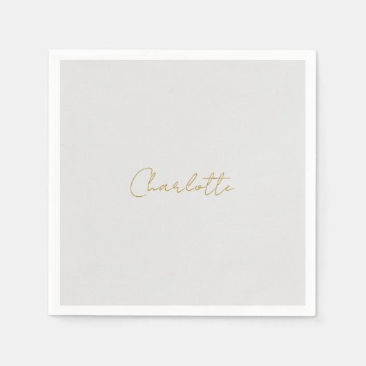 書道金ゴールドカラーグレーカスタム個人編集 スタンダードカクテルナプキン (正面)
