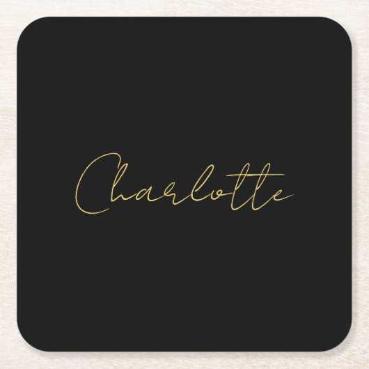 書道金ゴールドカラーブラックカスタム個人編集 スクエアペーパーコースター (正面)