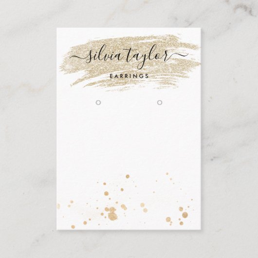 書道金ゴールドグリッターイヤリング表示カード 名刺 (正面)