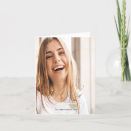 書道金ゴールドグリッター卒業キャップ写真 サンキューカード