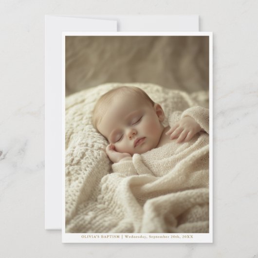 書道金ゴールド写真男女兼用洗礼 招待状 (裏面)