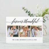 書道金ゴールド結婚の3枚の写真が永遠に感謝 サンキューカード (スタンド正面)