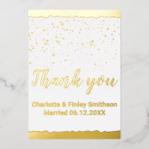 書道金ゴールド結婚フォイルサンキューカード