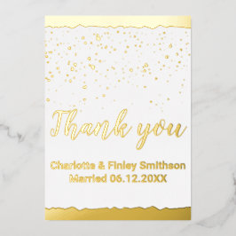 書道金ゴールド結婚フォイルサンキューカード 箔シーズンカード