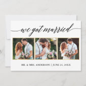 書道金ゴールド3結婚写真の発表 サンキューカード (正面)