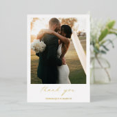 書道金箔写真結婚のサンキューカード 箔招待状 (立ち正面)