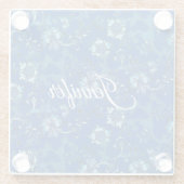 書道青エレガントフローラ名前をカスタムする ガラスコースター (裏面)