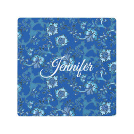 書道青エレガントフローラ名前をカスタムする メタルプリント