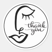 書道顔ありがとうステッカー ラウンドシール (正面)