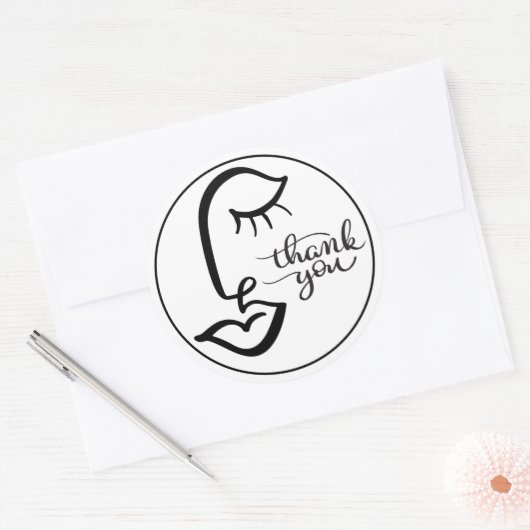 書道顔ありがとうステッカー ラウンドシール (封筒)
