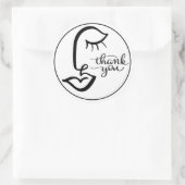 書道顔ありがとうステッカー ラウンドシール (バッグ)