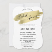 書道魅力的金ゴールド線ブライダルシャワー 招待状 (正面)