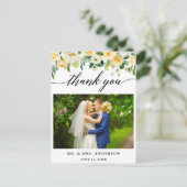 書道黄色花束結婚式写真感謝 ポストカード (スタンド正面)