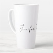 書道黒エレガント白プレーンシンプル カフェラテマグ (左アングル)