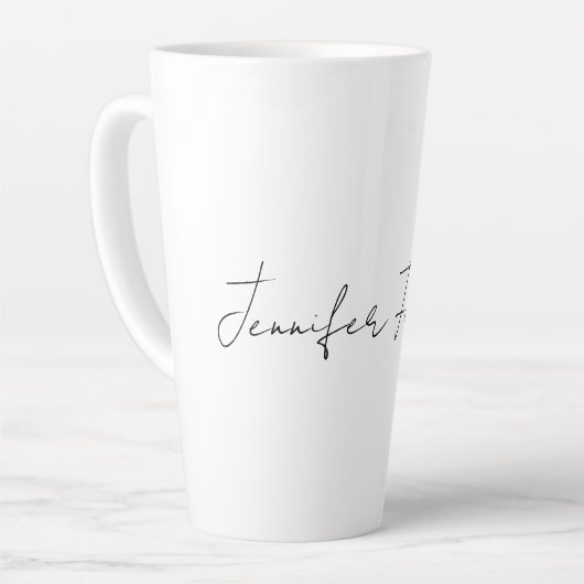 書道黒エレガント白プレーンシンプル カフェラテマグ (左アングル)