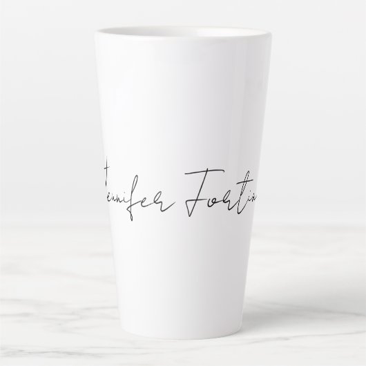 書道黒エレガント白プレーンシンプル カフェラテマグ (正面)