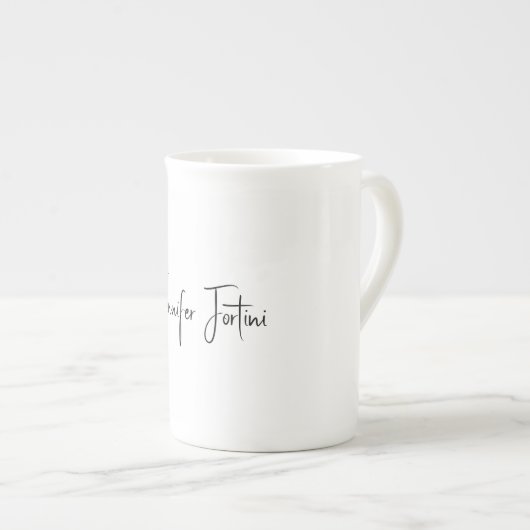 書道黒エレガント白プレーンシンプル ボーンチャイナマグカップ (正面右)