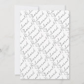 書道黒白カップルのシャワーをスクリプト 招待状 (裏面)