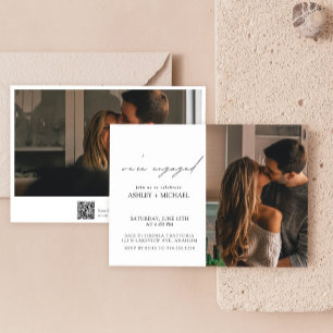 書道2写真QRコード婚約パーティ 招待状