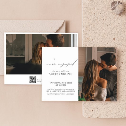 書道2写真QRコード婚約パーティ 招待状