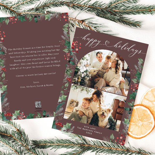 書道2家族モダン写真ホリデーカード シーズンカード