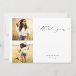 書道2枚写真卒業 サンキューカード