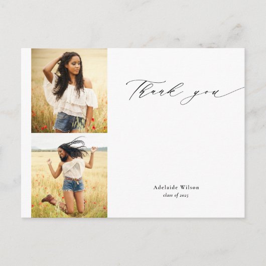 書道2枚写真卒業 ポストカード (正面)