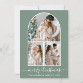 書道3フォトアーチ雪片Sage Green シーズンカード (正面)