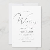 書道3フォトブラック&ホワイト結婚ズ 招待状 (正面)