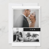 書道3フォトブラック&ホワイト結婚ズ 招待状 (裏面)