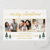 書道3写真クリスマスグリーンパインズ金ゴールド 箔シーズンカード (正面)