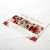 書道3写真クリスマスポインセチア金ゴールド 箔シーズンカード (回転した状態)