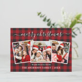 書道3写真クリスマスレッドバッファロープレイド シーズンカード (スタンド正面)