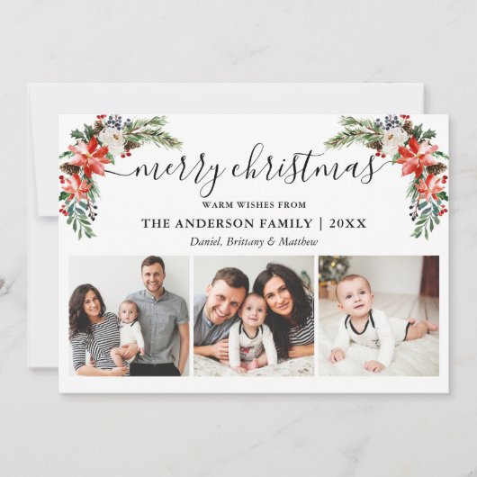 書道3写真水彩冬フローラ シーズンカード (正面)