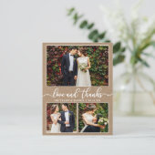 書道3写真結婚Thank You Kraft ポストカード (スタンド正面)