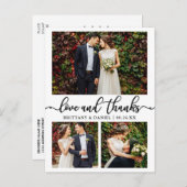 書道3枚写真ウェディングコラージュ感謝 ポストカード (正面/裏面)