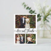 書道3枚写真ウェディングコラージュ感謝 ポストカード (スタンド正面)