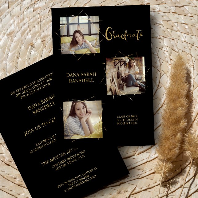 書道3枚写真大学院招待状 (クリエイターアップロード済み)