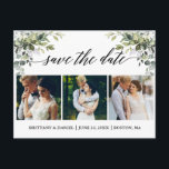 書道3、写真に緑を – 日付を救う ポストカード<br><div class="desc">書画水色緑モダン3日節保存日の婚約発表はがき、緑の植物の葉、緑の植物の葉、青の葉、エレガントの植物、美しい植物の葉が含まれます。</div>