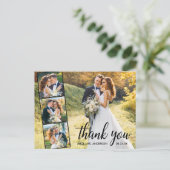 書道4写真コラージュ結婚の感謝 ポストカード (スタンド正面)