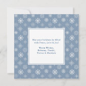 書道4写真スノーフレークほこりっぽいブルースクエア シーズンカード (裏面)