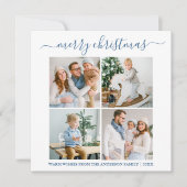 書道4写真スノーフレークほこりっぽいブルースクエア シーズンカード (正面)