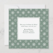 書道4写真スノーフレークSageグリーンスクエア シーズンカード (裏面)