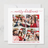 書道4写真スノーフレークSquare Red シーズンカード (正面)