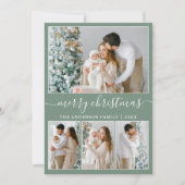 書道4写真メリークリスマスセージ緑 シーズンカード (正面)