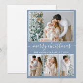 書道4写真メリークリスマスダスティブルー シーズンカード (正面/裏面)