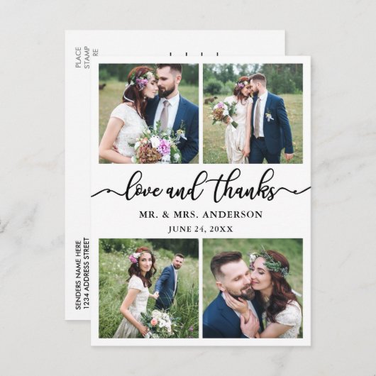 書道4結婚の写真ありがとう ポストカード (正面/裏面)