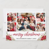 書道5写真家族クリスマスポインセチア シーズンカード (正面)