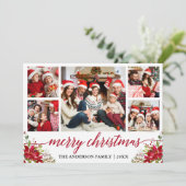 書道5写真家族クリスマスポインセチア シーズンカード (スタンド正面)